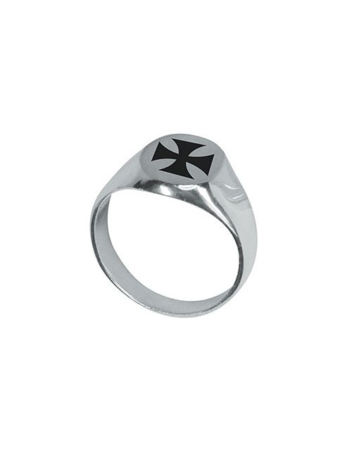 bague templier avec croix gravée en argent