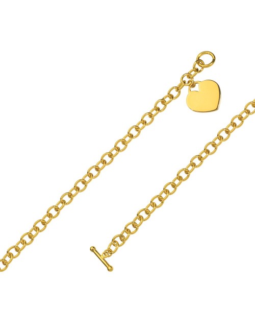 bracelet coeur plaqué or 19cm