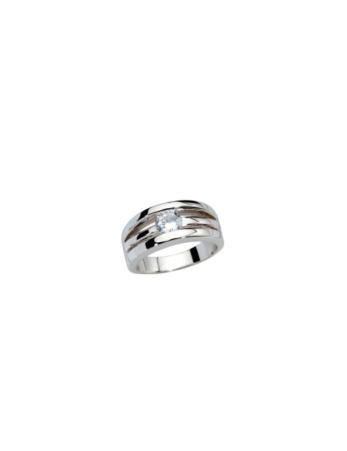 Bague en argent rhodié avec un oxyde
