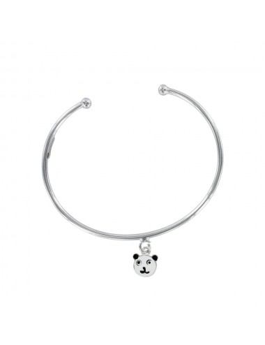 bracelet jonc ouvert pendentif panda émaillé