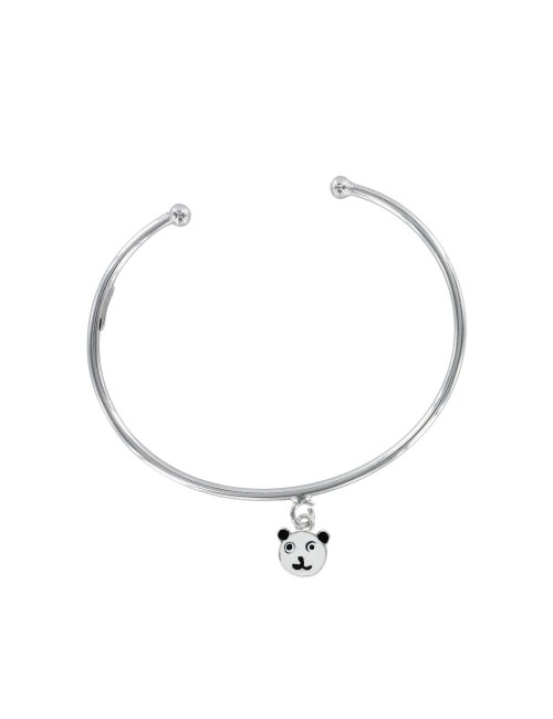 bracelet jonc ouvert pendentif panda émaillé