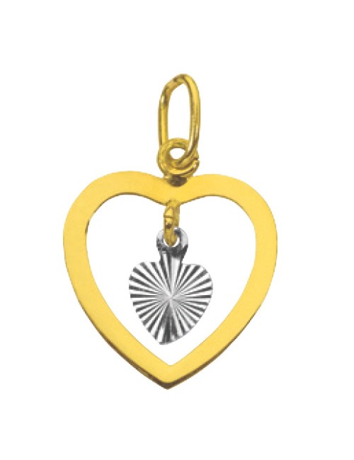 pendentif bicolore cœur étoilé