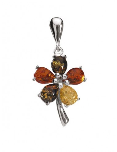 Pendentif Fleur Ambre Argent