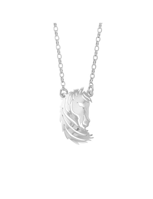 Collier tête de cheval en argent rhodié