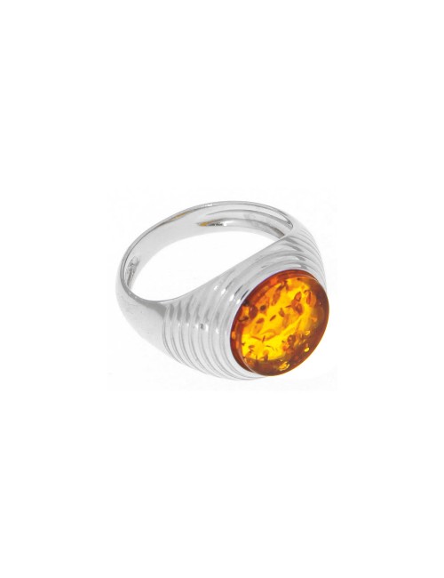 Bague chevalière homme ambre