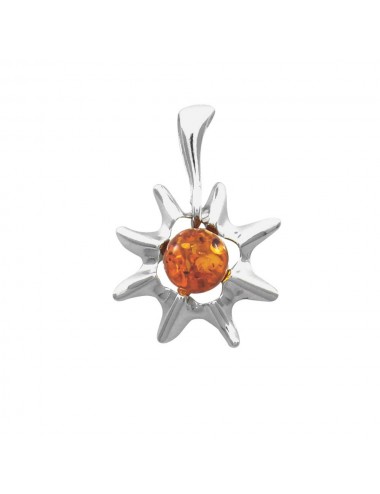 Pendentif Soleil Argent et  Ambre