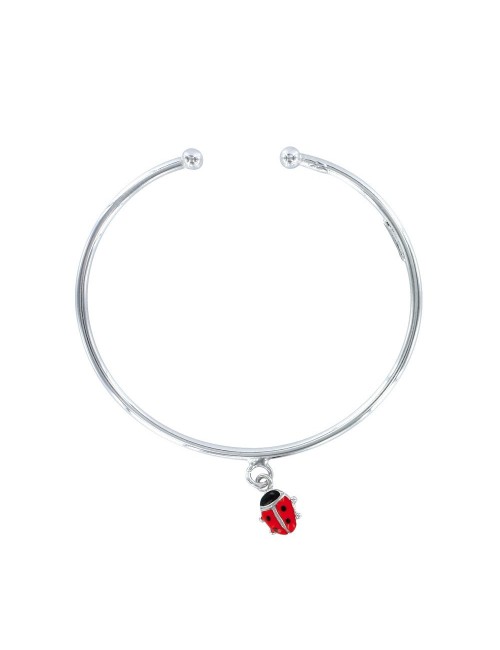 Bracelet jonc ouvert coccinelle Argent
