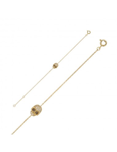 Bracelet tête de mort Argent doré Oxydes de zirconium