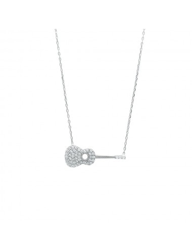Collier guitare en argent rhodié et microserti d'oxydes de zirconium